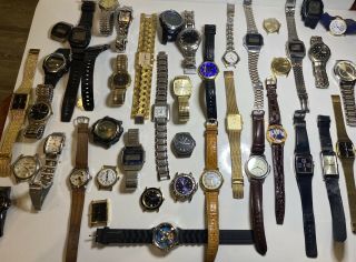 Vintage Mens Watch Seiko Casio Armitron Timex Mickey Benrus Citizen Parts Repair