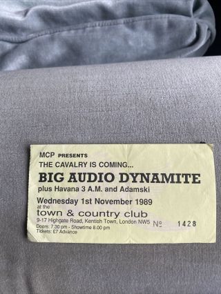 Big Audio Dynamite Ticket Stub Town & Country Club London Kentish Town 1989