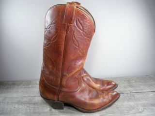 Vtg Tony Lama Mens Brown Distressed Leather 5055 Cowboy Western Boots Size 10 D
