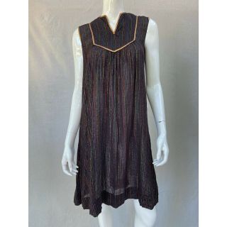 Vintage 70’s Indian Cotton Gauze Tunic Dress Metallic Stripe
