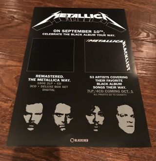 17 X 11 Metallica Black Album Record Store Promo Poster 2021 Release Blackened