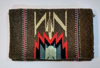 Vintage Chimayo Purse Wool Handwoven Clutch Ganscraft Glen Skiles Thunderbird