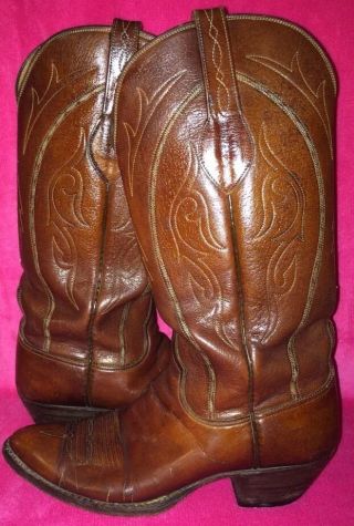Vintage☆lucchese☆1883☆western☆brown☆quilted☆leather☆cowboy☆boots☆womens - 7 7 1/2
