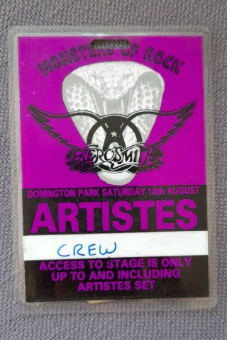 Monsters Of Rock Laminate Tour Pass Aerosmith