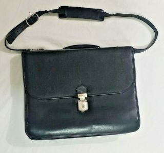 Bosca Vintage Quality Black Old Leather Italian Briefcase Laptop Messenger Bag