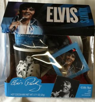 2015 Elvis Presley Gift Set Mug Plate Ornament Cocoa White Christmas Damage Box