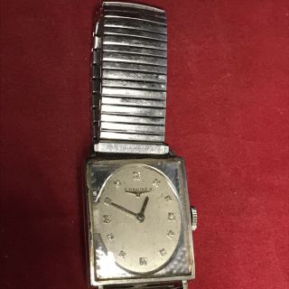 1960 VINTAGE LONGINES DELUXE 14K WHITE GOLD MEN ' S WATCH WITH DIAMOND DIAL 2