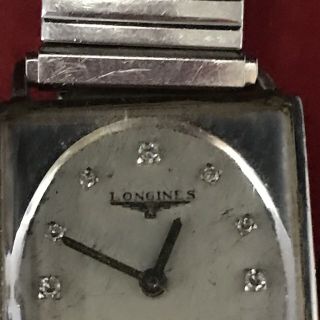 1960 VINTAGE LONGINES DELUXE 14K WHITE GOLD MEN ' S WATCH WITH DIAMOND DIAL 3