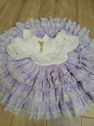 Vintage Toddler Lilo California Full Ruffle Lace Dress Size 3t