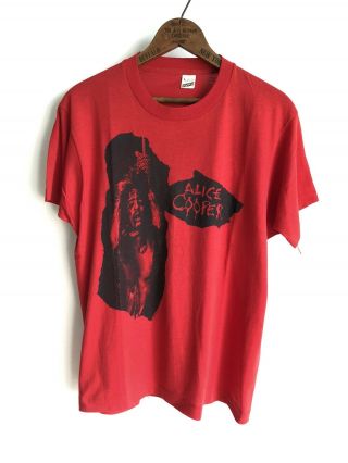 Vtg 1987 Alice Cooper Live In The Flesh Concert Tour T - Shirt Red Large 80s -