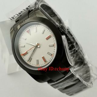 40mm Bliger Sterile White Dial Pvdsolid Case Sapphire Glass Automatic Mens Watch
