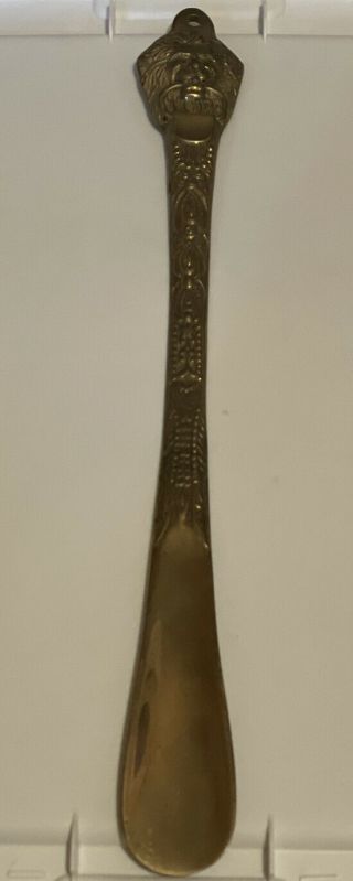Williamsburg Pottery Large Solid Brass Lion’s Head Shoe Horn