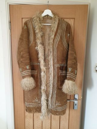 Vtg Pennylane 70s 60s Afghan Coat Ethnic Embroidered S M Jacket Hippy Boho