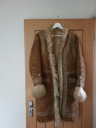 vtg pennylane 70s 60s afghan coat ethnic embroidered s m jacket hippy boho 3
