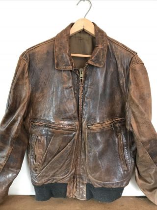 Schott Leather Vintage 90s Distressed A2 Flight Jacket Men 