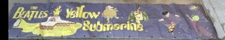 Vintage Large The Beatles Yellow Submarine Banner Band Concert Sign 7 Foot