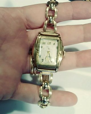 Vintage Elgin Ladies Wrist Watch 1/20 12k Gold Band And Case Parts/repair