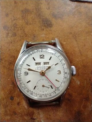 Vintage Gruen Triple Date Calendar Watch Guildite 415ca,  17 Jewels Switzerland