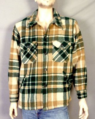 Vintage 60s L.  L.  Bean Cursive Label Wool Flannel Mackinaw Jacket Rare Plaid Xl