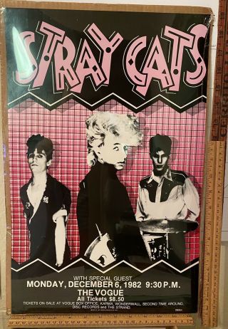 1982 Stray Cats Concert Poster The Vogue Brian Setzer Rockabilly