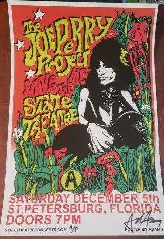 Joe Perry Concert Poster Signed 17x 11 Florida Tour 2009 Aerosmith Rock Art