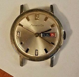 Vintage Marcel & Cie Men’s Wrist Watch Date Day Swiss Made Mechanical Nr