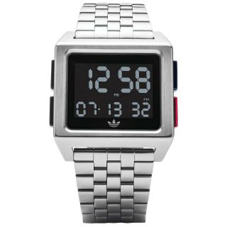 Adidas Archive M1 Mens Retro Digital Watch,  Silver Stainless Steel Band