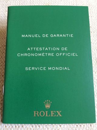 Rolex Manuel De Attestation De Chronometre Officiel Service Mondial