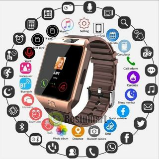 Waterproof Bluetooth Smart Watch W/cam Phone Mate For Iphone Ios Android Brown