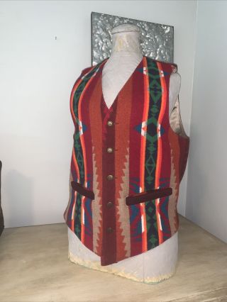 Vintage Pendleton Western Wear Southwest Blanket Wool Vest Size 38