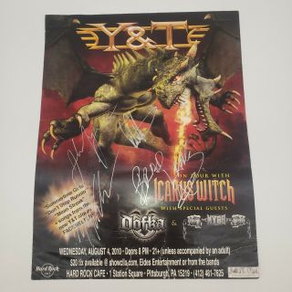 2010 Signed Y & T Tour Poster " 11 " X14 " Glam Metal Rock & Roll
