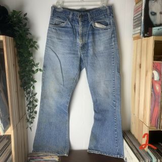 Vintage 80s Levis Orange Tab Flared Denim Jeans Bell Bottoms 29x27 Blue Workwear