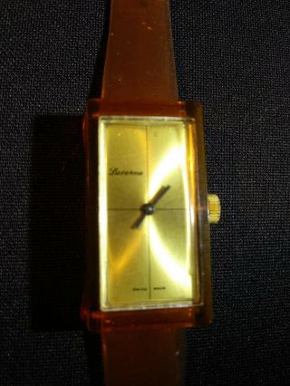 Vintage Lucerne Swiss Made Acrilic Case Watch Properly