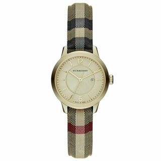 Burberry Bu10104 Honey Check Stamped Dial Honey Check Fabric - Coated Leather