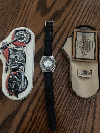Harley Davidson Wrist Watch " Speed O Meter " W Tin Case