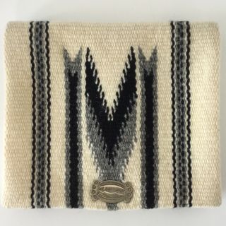 Vtg Chimayo Purse Wool Handwoven Clutch Silver Clasp White Black Gray Bag