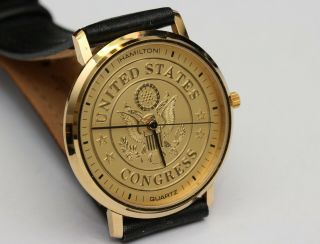 Vintage Hamilton Mens Quartz Wristwatch W/united States Congress Dial,