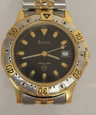 Vintage Mens Bulova Marine Star T4 Two Tone Diver Style Watch.  Runs Good Shape