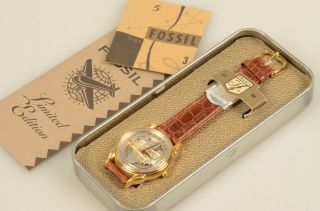 Fossil Limited Edition Watch Pilot Bi - Plane Gold Silver 15000/01339 Le - 9404