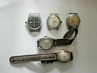 5 Vintage Watches Parts Buler Sunflower Nastrix Lucerne Pierce Rensie