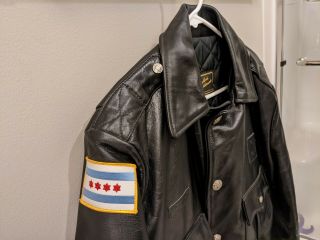 Chicago Police Mens Leather Jacket Taylors Leather Sz 42 Medium or Large 2