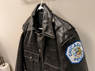 Chicago Police Mens Leather Jacket Taylors Leather Sz 42 Medium or Large 3