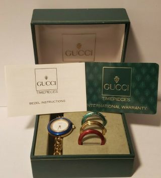 Vintage Womens Gucci Interchangeable Bezel 1200 Watch 11/12.  2