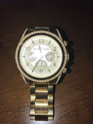 Michael Kors Womens Mk - 5166 Gold Tone Chronograph Analog Bracelet Watch Petite
