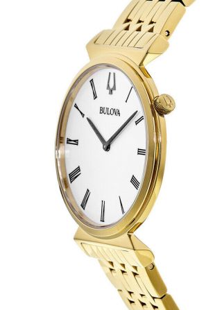Bulova Regetta White Dial Gold Tone Steel Men ' s Watch 97A153 3