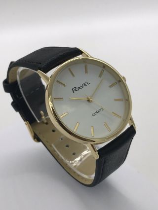 Ravel Mens Classic Quartz Watch Black Strap White Face R0129.  01.  1