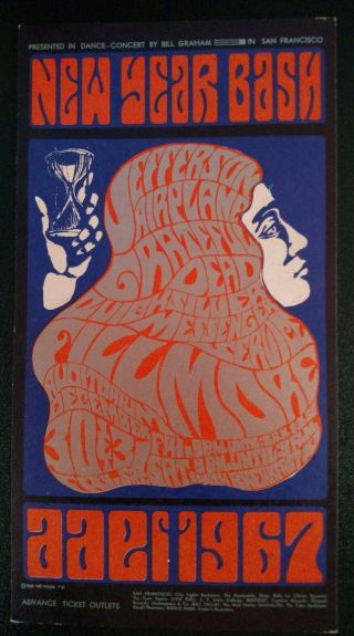 Jefferson Airplane Grateful Dead Concert 1966 Fillmore Auditorium Postcard
