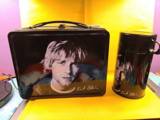 Nirvana Kurt Cobain Metal Lunch Box with Matching Thermos NECA Brand 2001 RARE 3