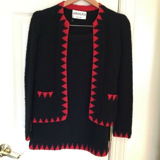 Vintage Adolfo York - Black & Red Knit