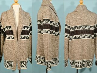 Vintage 70s Southwestern Cardigan Sweater,  Aztec Space Dyed Wrap Sweater Unisex